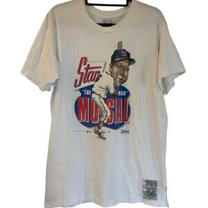 Vintage 90s Stan The Man Musial St. Louis Cardinals 1990 Caricature Shirt XL